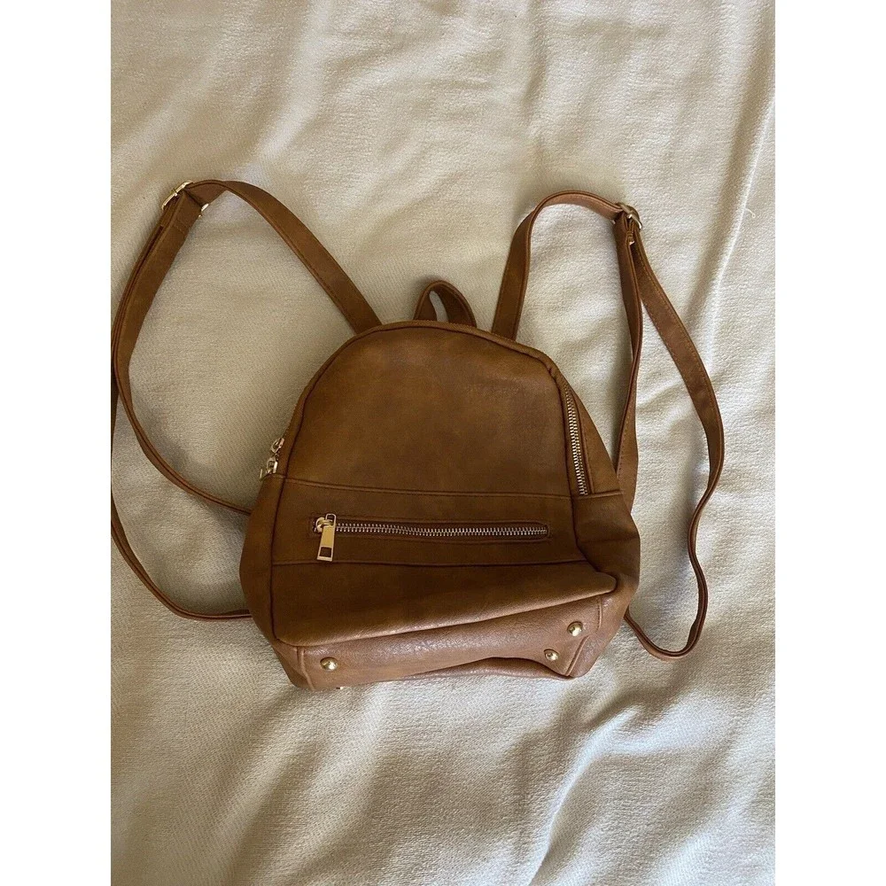 N Gil Women’s purse backpack Brown Faux Leather